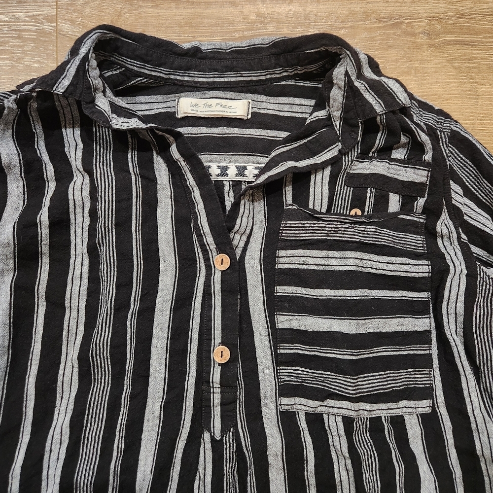 Free People We The Free Summer Breeze Linen Button Overiszed Tunic Small Boho - Picture 4 of 10